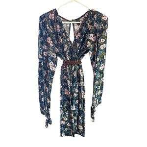 Floral summer dress, long sleeves